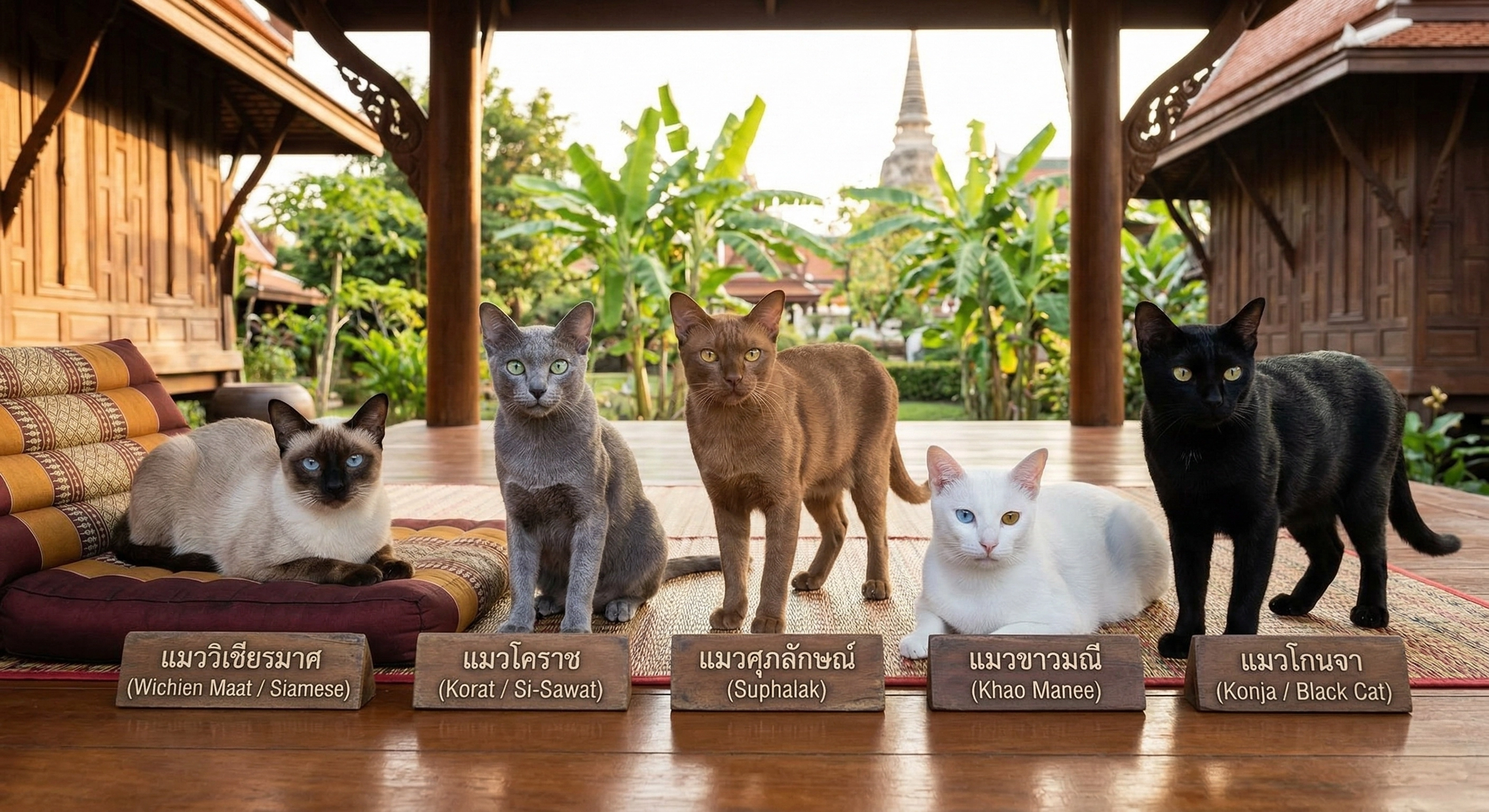 แมวไทย 5 สายพันธุ์ ได้แก่ แมวศุภลักษณ์, แมว.webp